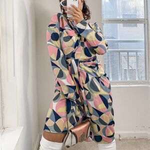 MARNI Multicolor Abstract Printed Half Sleeve Oversized Mini Dress Size …